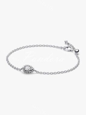Sparkling Pear Halo Chain Bracelet